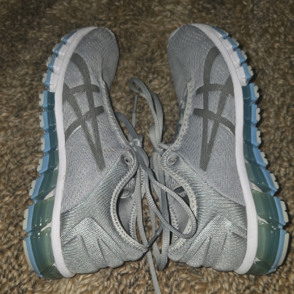 Asics Silver and Blue Athletic Shoes - Picture 6 of 9